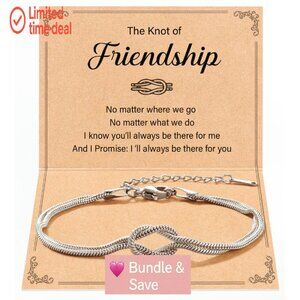 Stainless Steel Love Knot Friendship Bracelet 7" Adjustable Lobster Clasp
